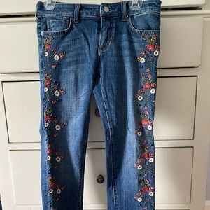 Anthropologie Embroidered Boyfriend Jeans